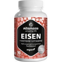 Produktbild von Vitamaze Eisen Fumarat 20 mg mit Histidin sowie Vitamin C, B9 und B12 Kapseln vegan für Erwachsene 90 Stück