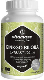 Vitamaze Ginkgo Biloba 100 mg hochdosiert vegan Kapseln – Bild 1 von 2