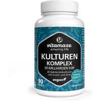 Produktbild von Vitamaze Kulturen Komplex mit 20 Bakterienkulturen, Inulin und Zink, 50 Mrd. KBE, vegane Kapseln