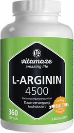 Vitamaze L-Arginin hochdosiert 4500 mg Kapseln 360 Stück – Bild 1 von 4
