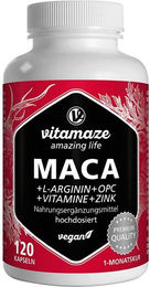 Vitamaze Maca 10:1 mit L-Arginin und OPC vegan Kapseln 120 Stück – Bild 1 von 2