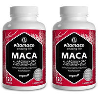 Produktbild von Vitamaze Maca 10:1 mit L-Arginin und OPC vegan Kapseln