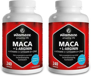Vitamaze Maca 4:1 mit L-Arginin Kapseln ohne Zusatzstoffe 240 Stück – Bild 1 von 1