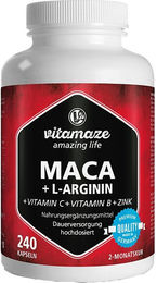 Vitamaze Maca 4:1 und L-Arginin hochdosiert Kapseln 240 Stück – Bild 1 von 4