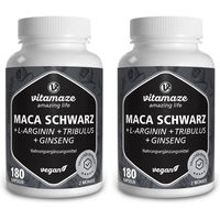 Produktbild von Vitamaze Maca Schwarz mit L-Arginin, Tribulus und Ginseng Kapseln glutenfrei und laktosefrei 60 Stück