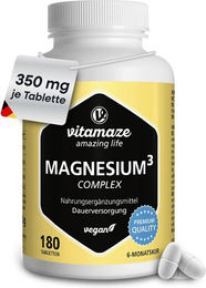 Vitamaze Magnesium Komplex 350 mg Citrat Oxid Carbonat Tabletten vegan 180 Stück – Bild 1 von 4