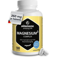 Produktbild von Vitamaze Magnesium Komplex 350 mg Citrat Oxid Carbonat Tabletten vegan 180 Stück