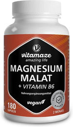 Vitamaze Magnesium Malat mit Vitamin B6 Kapseln vegan 180 Stück – Bild 1 von 1