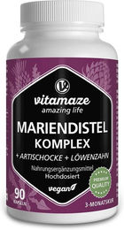 Vitamaze Mariendistel Komplex mit Artischocke und Löwenzahn vegan Kapseln 90 Stück – Bild 1 von 5