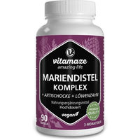 Produktbild von Vitamaze Mariendistel Komplex mit Artischocke und Löwenzahn vegan Kapseln 90 Stück