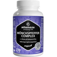 Produktbild von Vitamaze Mönchspfeffer Komplex mit Frauenmantel, Vitamin C und Folsäure, 270 Kapseln