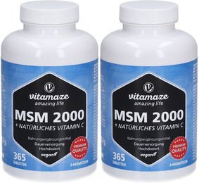Vitamaze MSM 2000 mit Vitamin C Tabletten vegan ohne Zusatzstoffe 365 Stück – Bild 1 von 1