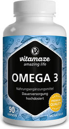 VITAMAZE Omega 3 hochdosiert mit 1000 mg EPA 400 mg DHA, 90 Kapseln, glutenfrei und laktosefrei – Bild 1 von 1