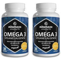 Produktbild von Vitamaze Omega 3 Vegan Algenöl Kapseln hochdosiert glutenfrei und laktosefrei