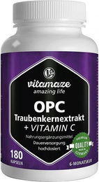 Vitamaze OPC Traubenkernextrakt mit Vitamin C hochdosiert 180 Kapseln – Bild 1 von 2