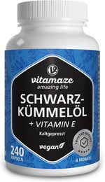 Vitamaze Schwarzkümmelöl mit Vitamin E Kapseln vegan 240 Stück – Bild 1 von 4