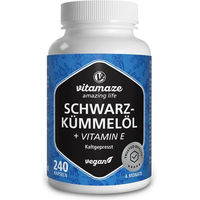 Produktbild von Vitamaze Schwarzkümmelöl mit Vitamin E Kapseln vegan 240 Stück