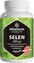 Vitamaze Selen Natriumselenit 200 µg hochdosiert vegan Tabletten 180 Stück – Bild 1 von 2