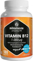 Vitamaze Vitamin B12 1.000 µg hochdosiert vegan Tabletten 180 Stück – Bild 1 von 3