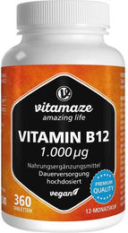 Vitamaze Vitamin B12 1.000 µg hochdosiert vegan Tabletten 360 Stück – Bild 1 von 2