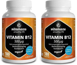 Vitamaze Vitamin B12 500 µg Tabletten vegan ohne Zusatzstoffe 180 Stück – Bild 1 von 1