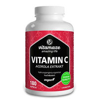Produktbild von Vitamaze Vitamin C 160 mg aus Acerola und Hagebutte Kapseln vegan ohne Zusatzstoffe 180 Kapseln