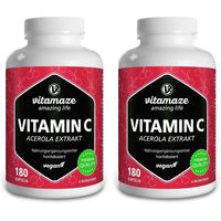 Produktbild von Vitamaze Vitamin C 160 mg hochdosiert Kapseln mit Acerola und Hagebutte 180 Stück