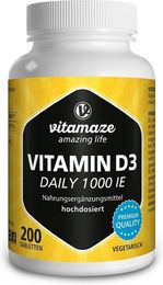 Vitamaze Vitamin D3 1000 IE vegetarische Tabletten 200 Stück – Bild 1 von 1