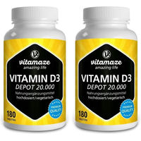 Produktbild von Vitamaze Vitamin D3 20.000 IE hochdosierte Tabletten 180 Stück vegetarisch glutenfrei laktosefrei