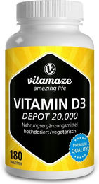 Vitamaze Vitamin D3 Depot hochdosiert 20000 IE Tabletten vegetarisch 180 Stück – Bild 1 von 5