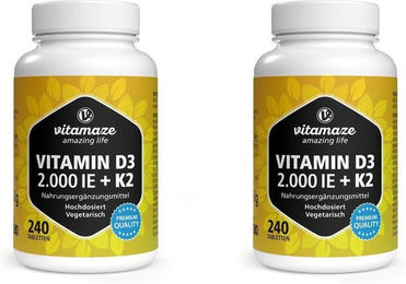 Vitamaze Vitamin D3 K2 2000 I.E. Tabletten vegetarisch 240 Stück – Bild 1 von 4