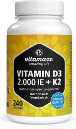 Vitamaze Vitamin D3 K2 Tabletten 1000 IE mit 100 µg K2 vegetarisch 60 Stück – Bild 1 von 4
