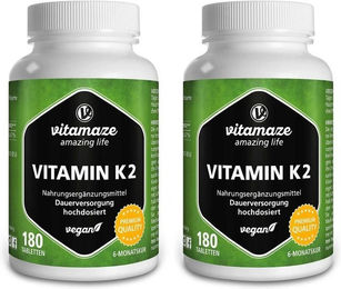 Vitamaze Vitamin K2 MK-7 200 µg hochdosiert vegan Tabletten 180 Stück – Bild 1 von 1