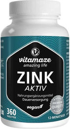vitamaze Zink Aktiv 25 mg Bisglycinat Tabletten vegan 360 Stück – Bild 1 von 2