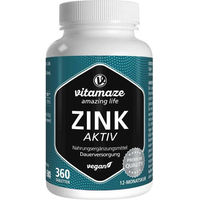Produktbild von vitamaze Zink Aktiv 25 mg Bisglycinat Tabletten vegan 360 Stück