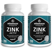 Produktbild von Vitamaze Zink Bisglycinat 25 mg Tabletten vegan ohne Zusatzstoffe 180 Stück