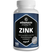 Produktbild von Vitamaze Zink Gluconat 25 mg hochdosiert vegan Tabletten 180 Stück