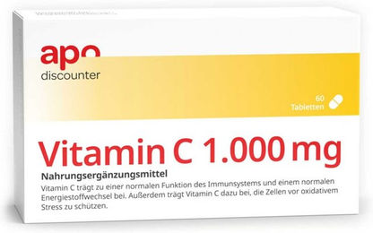 Vitamin C Tabletten mit 1000 mg Ascorbinsäure von apodiscounter 60 Stück – Bild 1 von 1