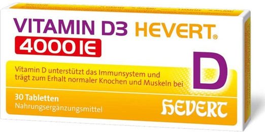 Vitamin D3 Hevert 4000 I.E. Tabletten 30 Stück vegetarisch laktosefrei glutenfrei für Erwachsene – Bild 1 von 2