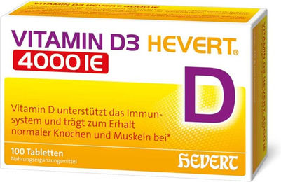 Vitamin D3 Hevert 4000 IE Tabletten vegetarisch laktosefrei glutenfrei für Erwachsene und Senioren – Bild 1 von 2
