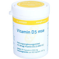 Produktbild von Vitamin D3 MSE Pharmazeutika GmbH 2000 IE Kapseln 90 Stück glutenfrei laktosefrei ohne Gelatine für Schwangere und Stillende