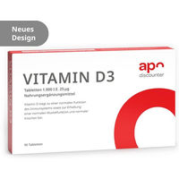 Produktbild von Vitamin D3 Tabletten 1000 IE 25 mcg von apodiscounter vegan und vegetarisch
