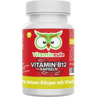 Produktbild von Vitamineule® Vitamin B12 Kapseln mit Methylcobalamin vegan ohne Zusatzstoffe für Erwachsene und Kinder