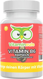 Vitamineule® Vitamin B6 Kapseln mit 25 mg P-5-P Pyridoxal-5-Phosphat ohne Zusatzstoffe für Erwachsene und Kinder – Bild 1 von 1