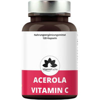 Produktbild von VitaminFuchs Acerola Vitamin C Kapseln mit natürlichem Vitamin C aus Acerola und Hagebutte, vegan, glutenfrei, 120 Kapseln