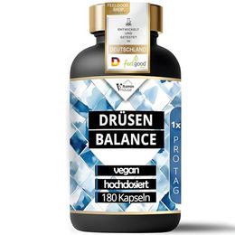 VitaminHouse DRÜSEN BALANCE Jod Selen Komplex mit Kelp Braunalge L-Tyrosin und 8 B-Vitaminen 180 Kapseln Vegan Hochdosiert – Bild 1 von 5