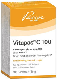 Vitapas Vitamin C Lutschtabletten mit 100 mg Ascorbinsäure für Erwachsene und Kinder 60 Stück – Bild 1 von 1