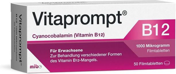 Vitaprompt Vitamin B12 1000 µg Tabletten 50 Stück vegan laktosefrei – Bild 1 von 3