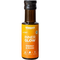 Produktbild von Vitaquell Bio INNER GLOW Energy & Mood mit Leinöl in flüssiger Form