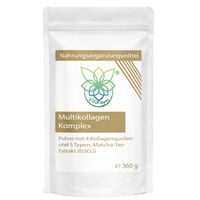 Produktbild von Vitaragna Multi-Kollagen-Komplex Pulver mit 5 Kollagen-Typen aus Rind, Matcha und Weißtee EGCG, Vitamin C, zuckerfrei, 360g
